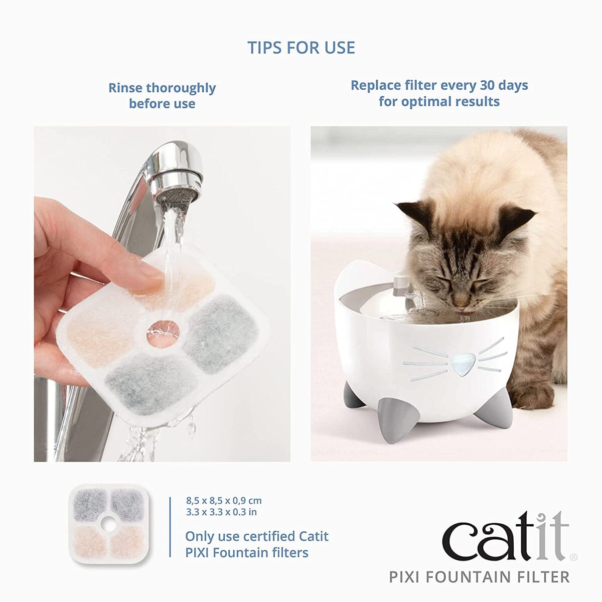 Catit PIXI Cat Drinking Fountain Filter, Replacement Triple Action Water Filter, 6-Pack - Image 2