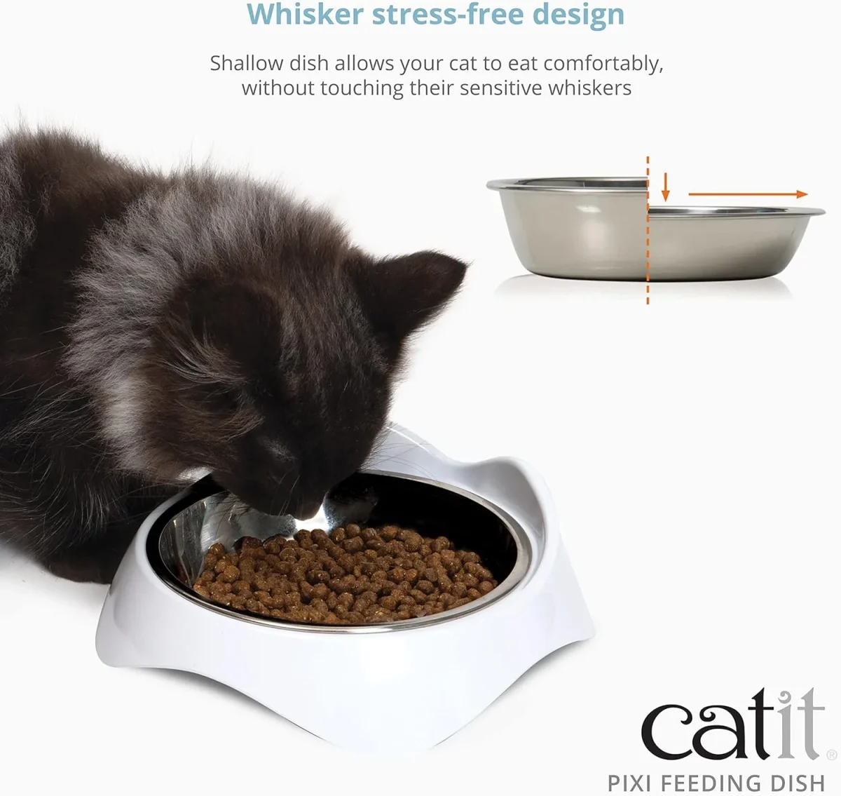 Catit PIXI Feeding Dish, Whisker Stress Free Food & Water Cat Bowl - Image 3