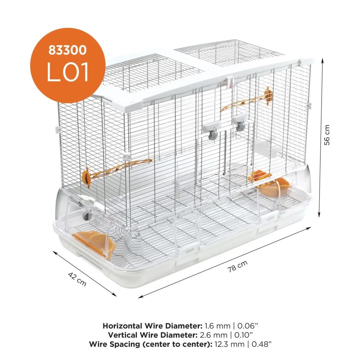 Bird Cage for Very Small to Small Birds, Model L01, Small Wire, Single Height - Image 5