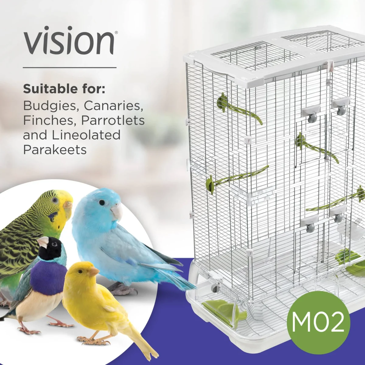 Bird Cage for Very Small to Small Birds, Model M02, Small Wire, Double Height - Image 6