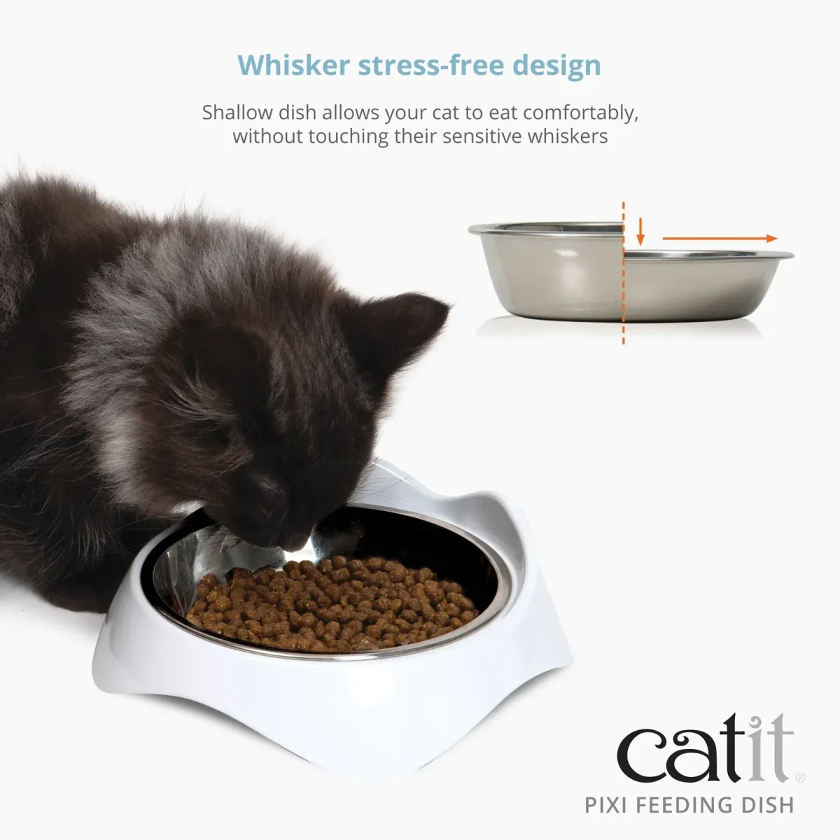 Catit PIXI Double Feeding Dish Whisker Stress Free Food & Water Cat Bowl - Image 3