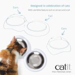 Catit PIXI Double Feeding Dish Whisker Stress Free Food & Water Cat Bowl - Image 4