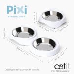 Catit PIXI Double Feeding Dish Whisker Stress Free Food & Water Cat Bowl